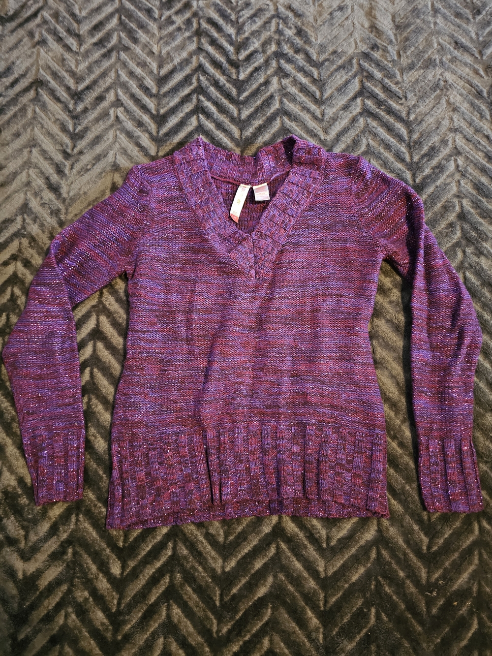 ✨ Purple Sparkle Knit Sweater – XL (15/17) ✨